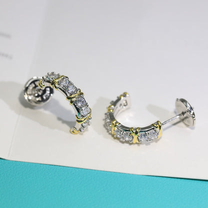 [Hevara Jewelry]TWENTY STONE HOOP GOLD EARRINGS