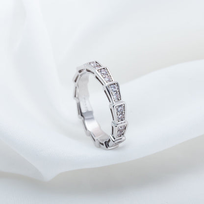 [⭐Hevara Jewelry]SERPENTI RING SILVER DIAMOND PAVED 3MM