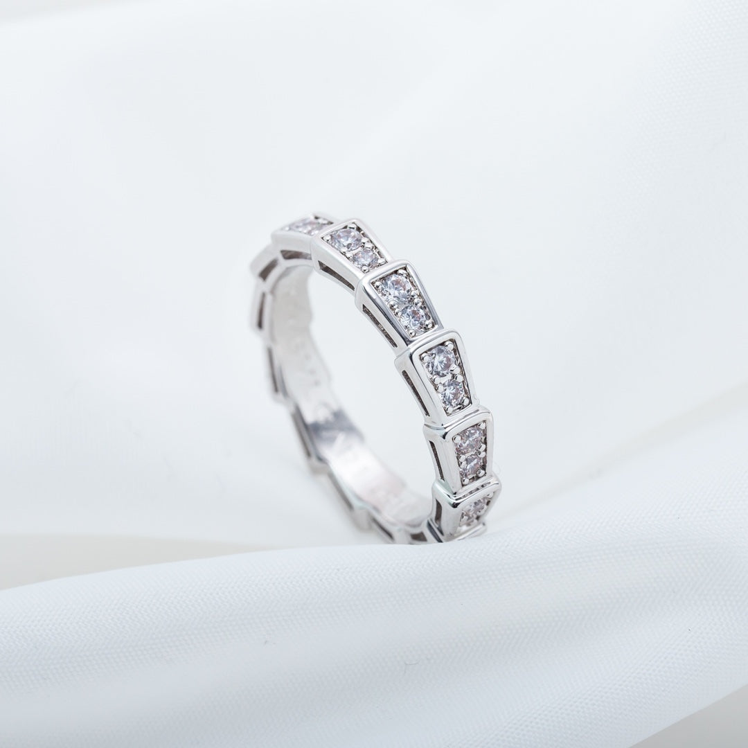 [⭐Hevara Jewelry]SERPENTI RING SILVER DIAMOND PAVED 3MM
