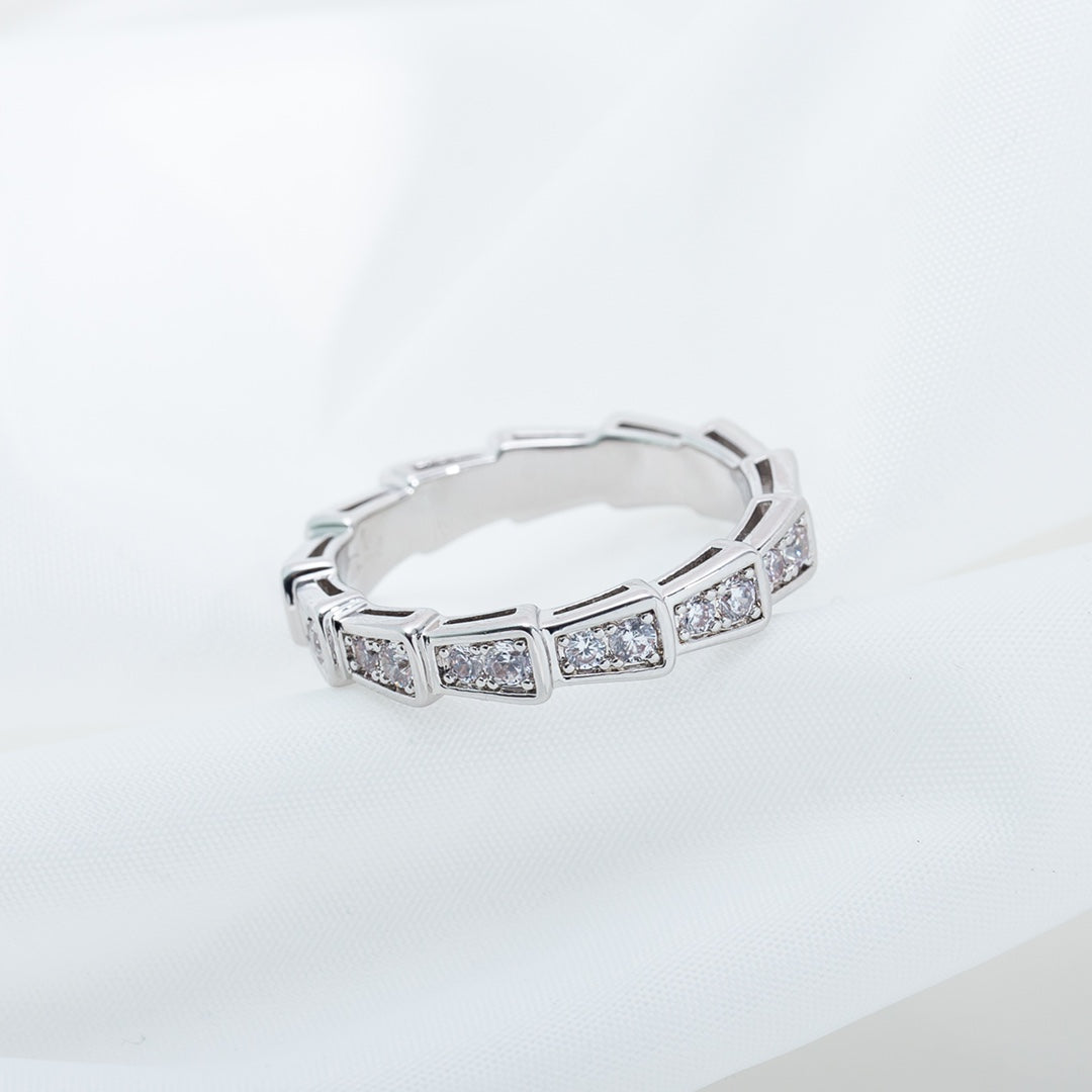 [⭐Hevara Jewelry]SERPENTI RING SILVER DIAMOND PAVED 3MM