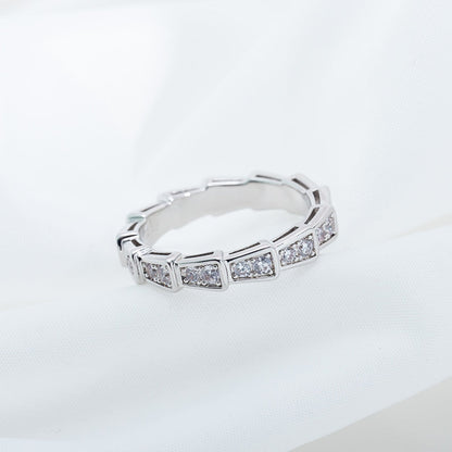[⭐Hevara Jewelry]SERPENTI RING SILVER DIAMOND PAVED 3MM