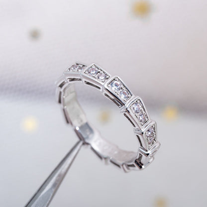 [⭐Hevara Jewelry]SERPENTI RING SILVER DIAMOND PAVED 3MM