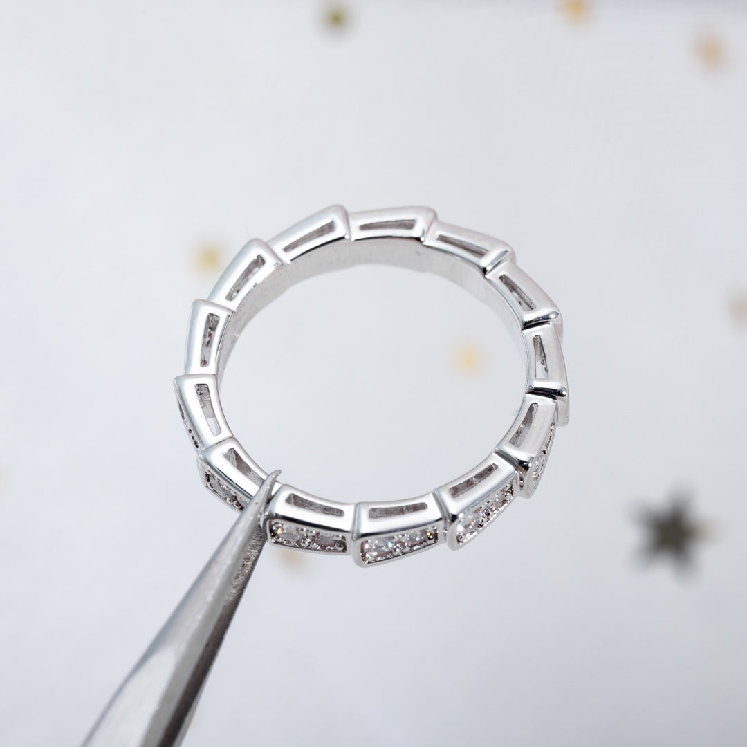 [⭐Hevara Jewelry]SERPENTI RING SILVER DIAMOND PAVED 3MM
