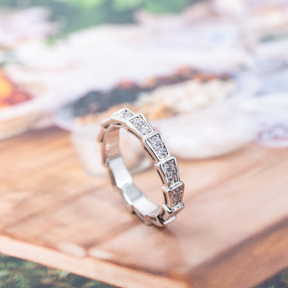[⭐Hevara Jewelry]SERPENTI RING SILVER DIAMOND PAVED 3MM