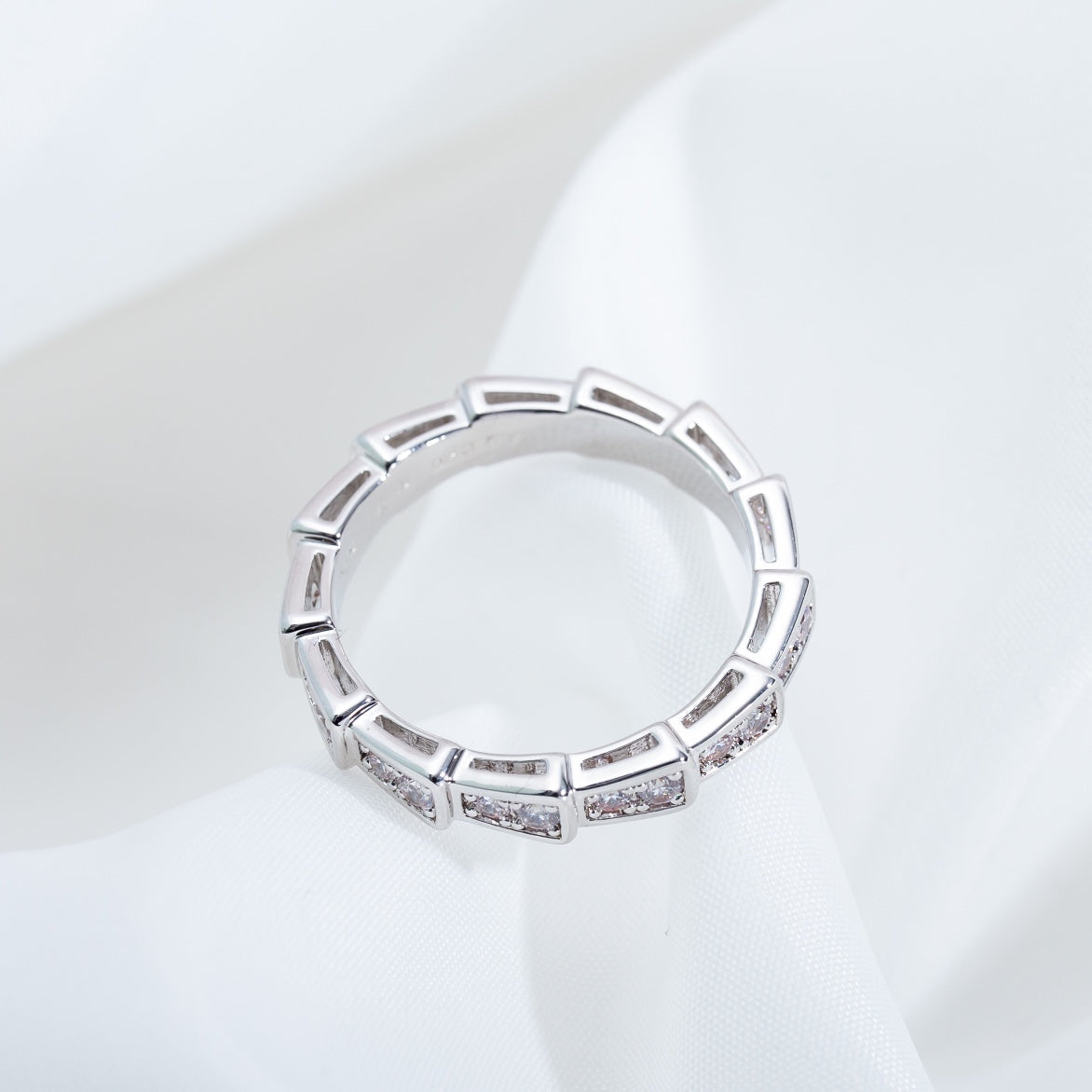 [⭐Hevara Jewelry]SERPENTI RING SILVER DIAMOND PAVED 3MM