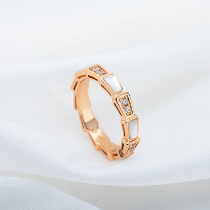 [⭐Hevara Jewelry]SERPENTI RING PINK GOLD DIAMOND MOP 3MM