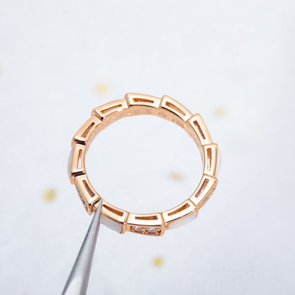 [⭐Hevara Jewelry]SERPENTI RING PINK GOLD DIAMOND MOP 3MM