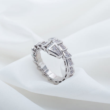 [⭐Hevara Jewelry]SERPENTI RING SILVER DIAMOND PAVED 4MM