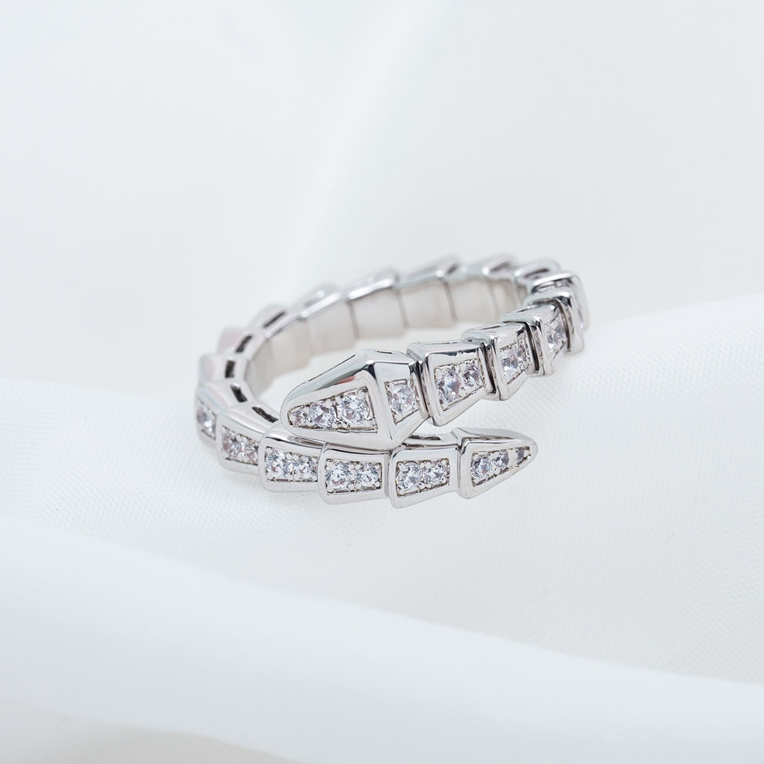 [⭐Hevara Jewelry]SERPENTI RING SILVER DIAMOND PAVED 4MM