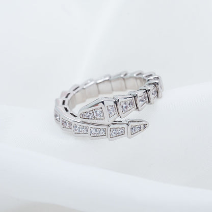 [⭐Hevara Jewelry]SERPENTI RING SILVER DIAMOND PAVED 4MM