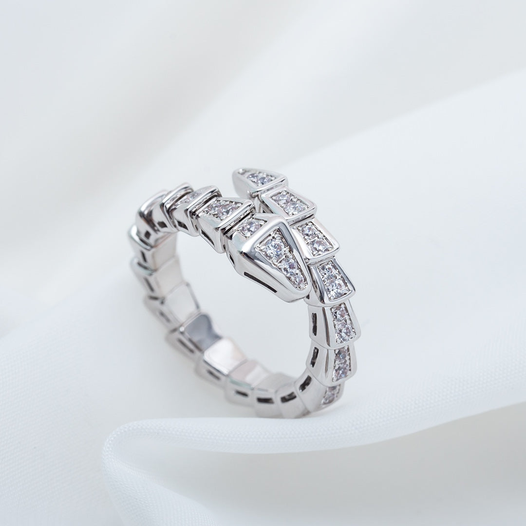 [⭐Hevara Jewelry]SERPENTI RING SILVER DIAMOND PAVED 4MM