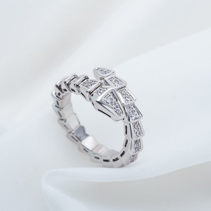 [⭐Hevara Jewelry]SERPENTI RING SILVER DIAMOND PAVED 4MM