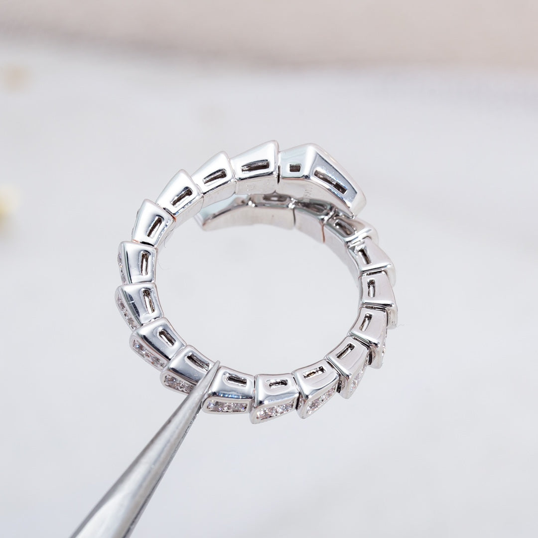 [⭐Hevara Jewelry]SERPENTI RING SILVER DIAMOND PAVED 4MM