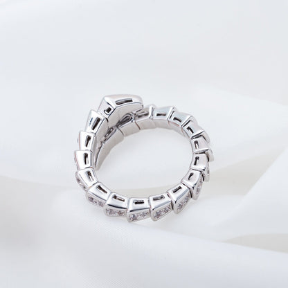 [⭐Hevara Jewelry]SERPENTI RING SILVER DIAMOND PAVED 4MM
