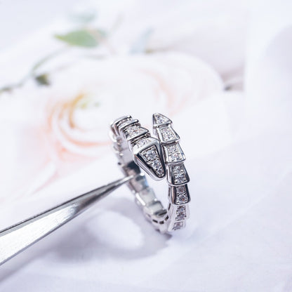 [⭐Hevara Jewelry]SERPENTI RING SILVER DIAMOND PAVED 4MM