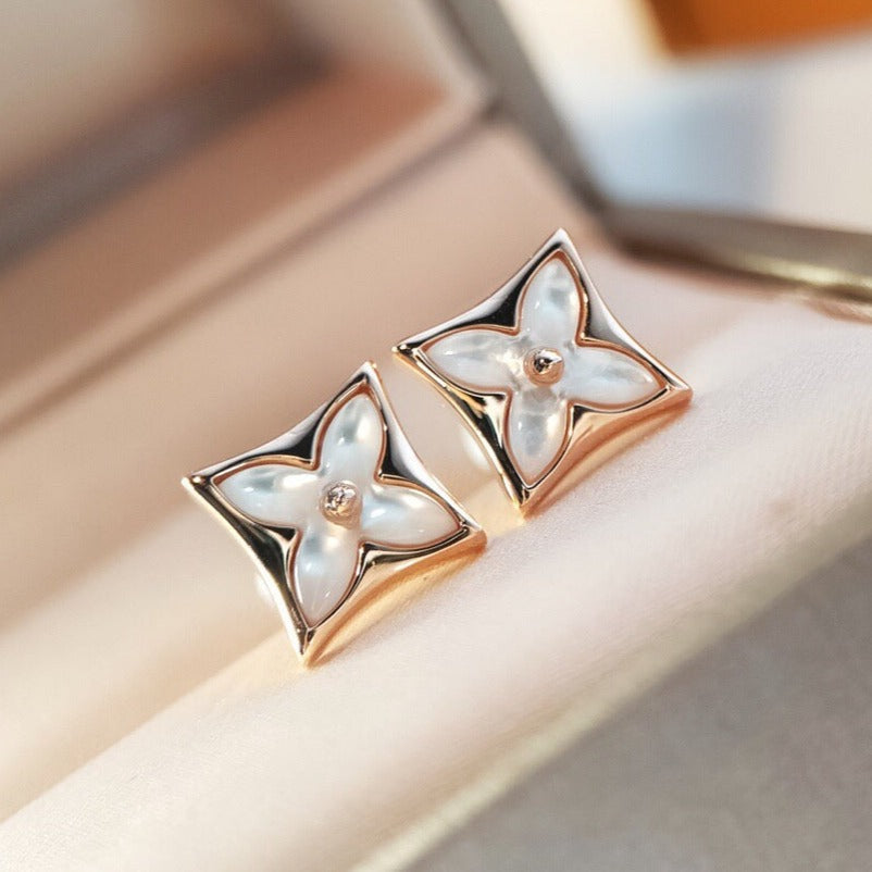 [⭐Hevara Jewelry]STAR MOP PINK GOLD EARRINGS