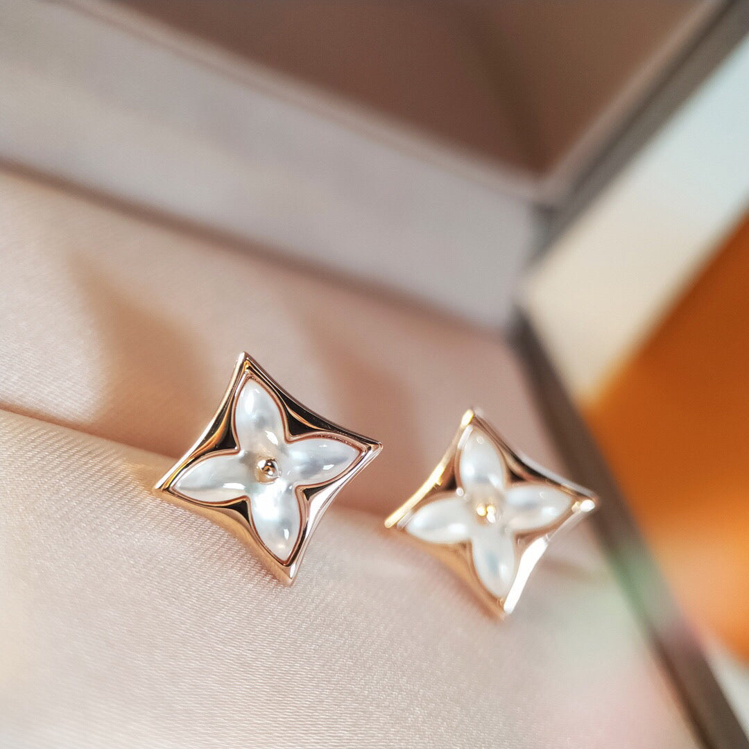 [⭐Hevara Jewelry]STAR MOP PINK GOLD EARRINGS