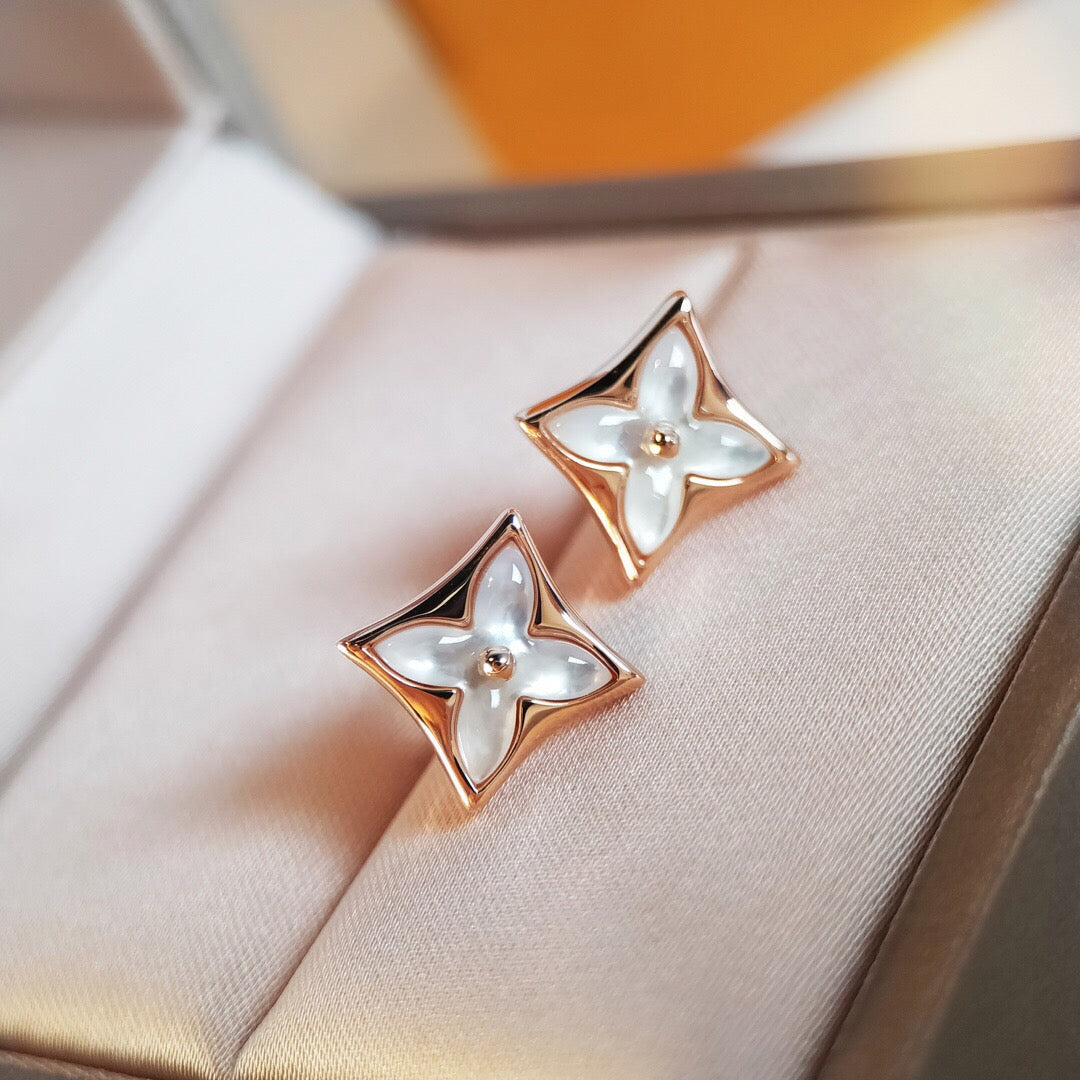 [⭐Hevara Jewelry]STAR MOP PINK GOLD EARRINGS