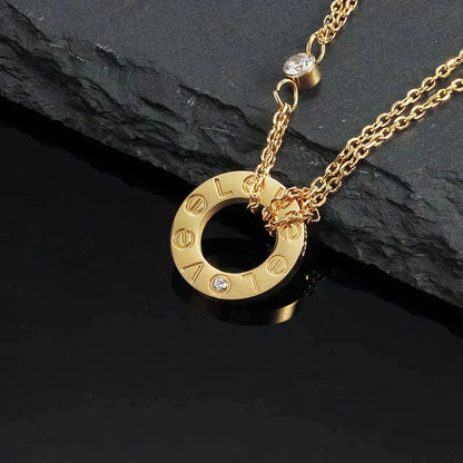 [⭐Hevara Jewelry]LOVE NECKLACE 16MM 2 DIAMONDS