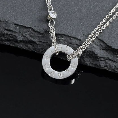 [⭐Hevara Jewelry]LOVE NECKLACE 16MM 2 DIAMONDS