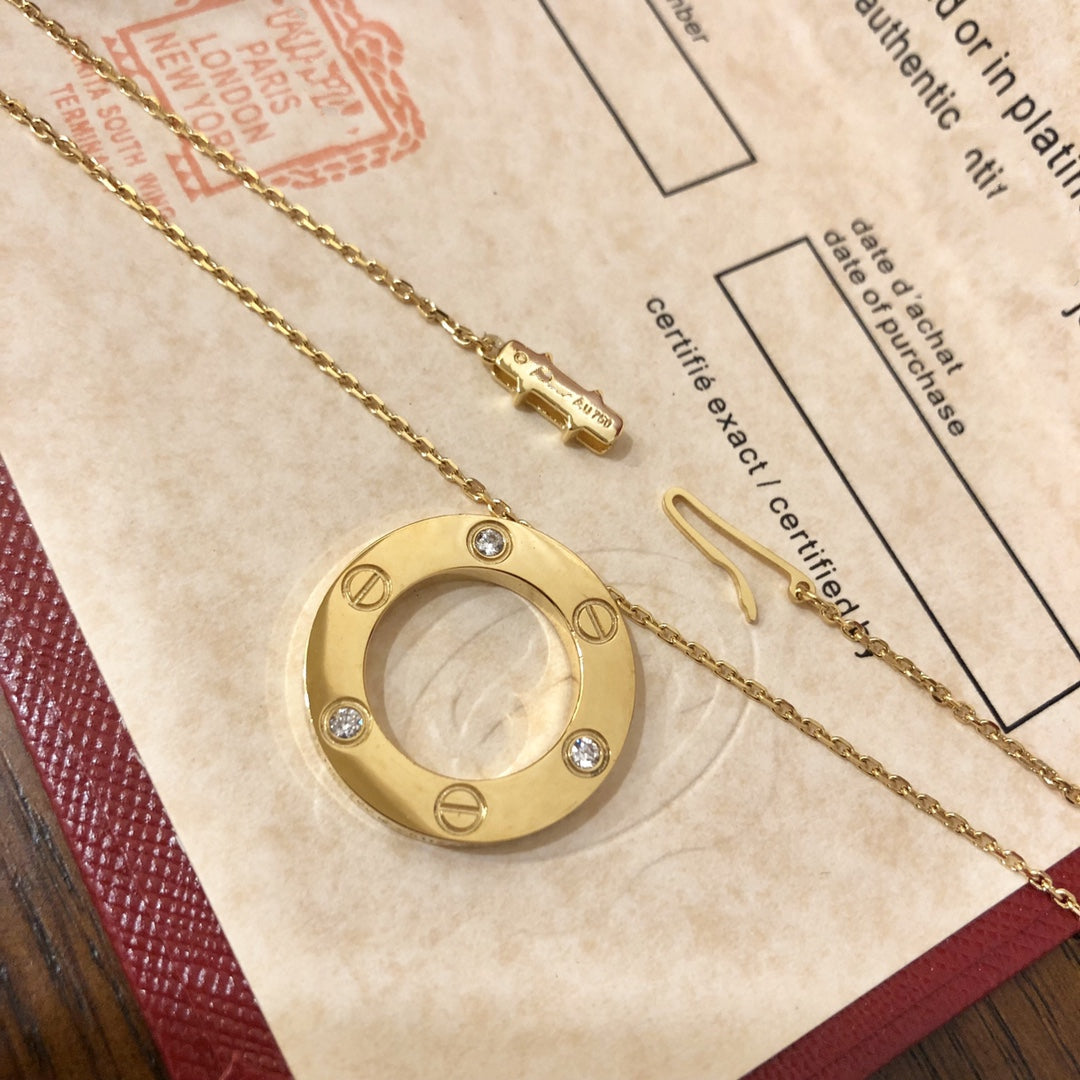 [⭐Hevara Jewelry]LOVE NECKLACE 16MM 3 DIAMONDS