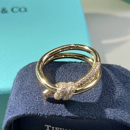 [Hevara Jewelry]KNOT RING DOUBLE ROW GOLD DIAMOND