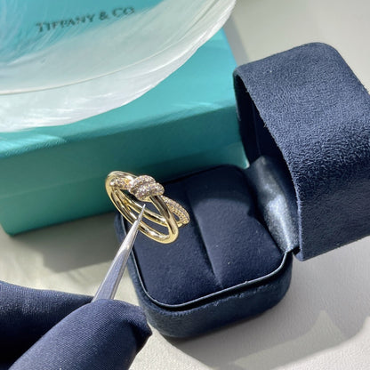 [Hevara Jewelry]KNOT RING DOUBLE ROW GOLD DIAMOND
