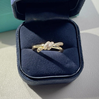 [Hevara Jewelry]KNOT RING DOUBLE ROW GOLD DIAMOND