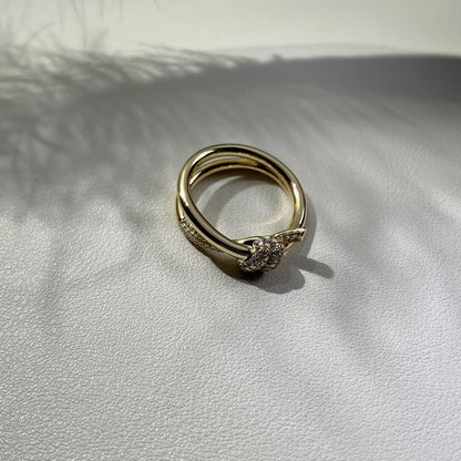 [Hevara Jewelry]KNOT RING DOUBLE ROW GOLD DIAMOND