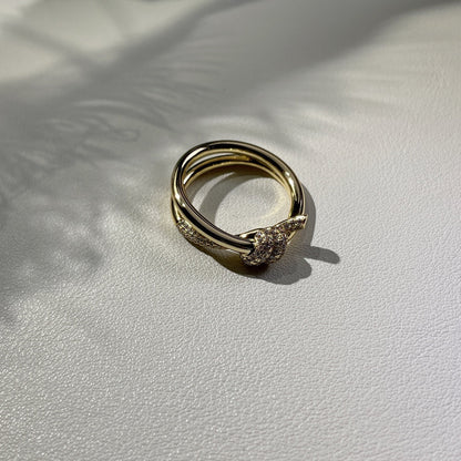 [Hevara Jewelry]KNOT RING DOUBLE ROW GOLD DIAMOND