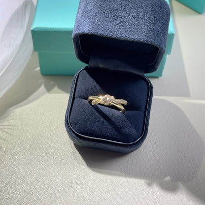 [Hevara Jewelry]KNOT RING DOUBLE ROW GOLD DIAMOND
