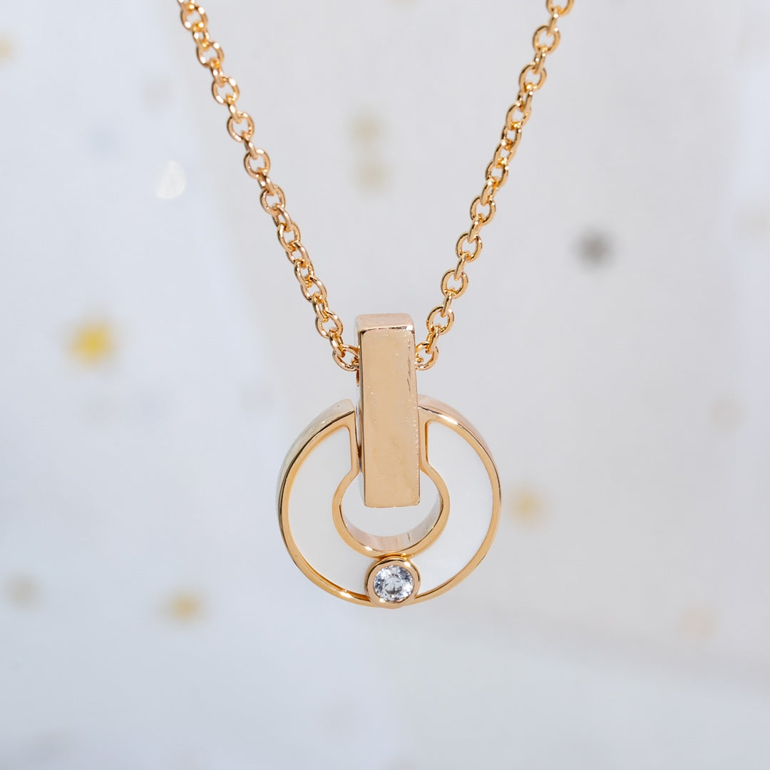 [⭐Hevara Jewelry]GARI NECKLACE PINK GOLD MOP
