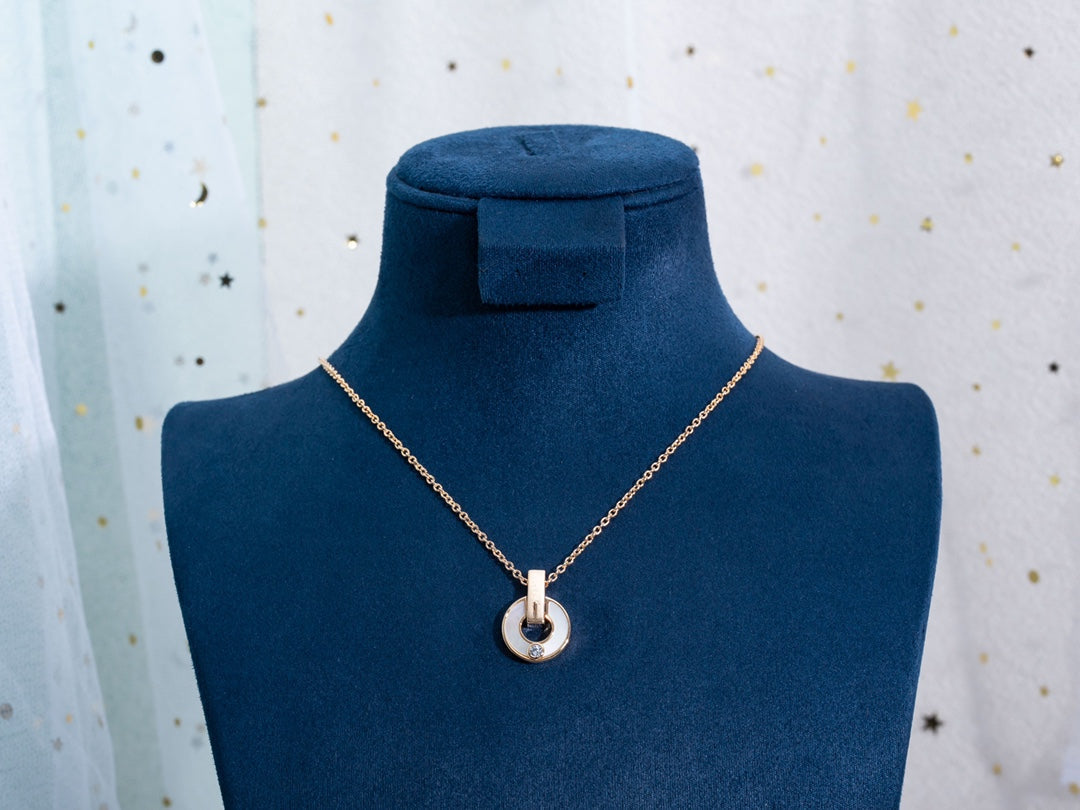 [⭐Hevara Jewelry]GARI NECKLACE PINK GOLD MOP