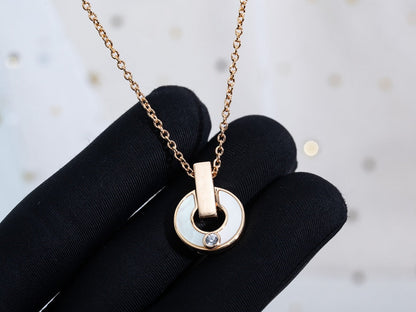 [⭐Hevara Jewelry]GARI NECKLACE PINK GOLD MOP