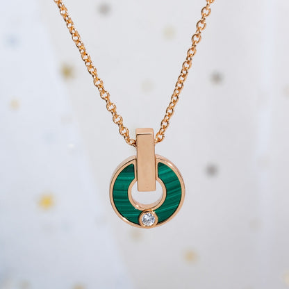 [⭐Hevara Jewelry]GARI NECKLACE PINK GOLD MALACHITE