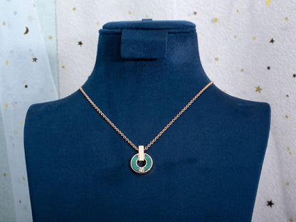 [⭐Hevara Jewelry]GARI NECKLACE PINK GOLD MALACHITE