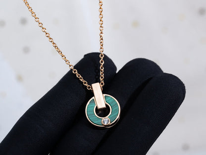 [⭐Hevara Jewelry]GARI NECKLACE PINK GOLD MALACHITE