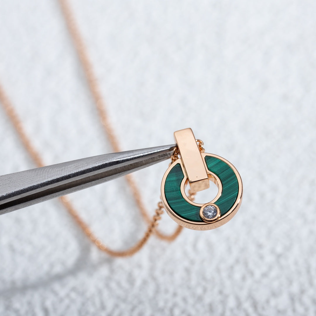 [⭐Hevara Jewelry]GARI NECKLACE PINK GOLD MALACHITE