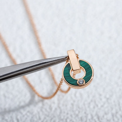 [⭐Hevara Jewelry]GARI NECKLACE PINK GOLD MALACHITE
