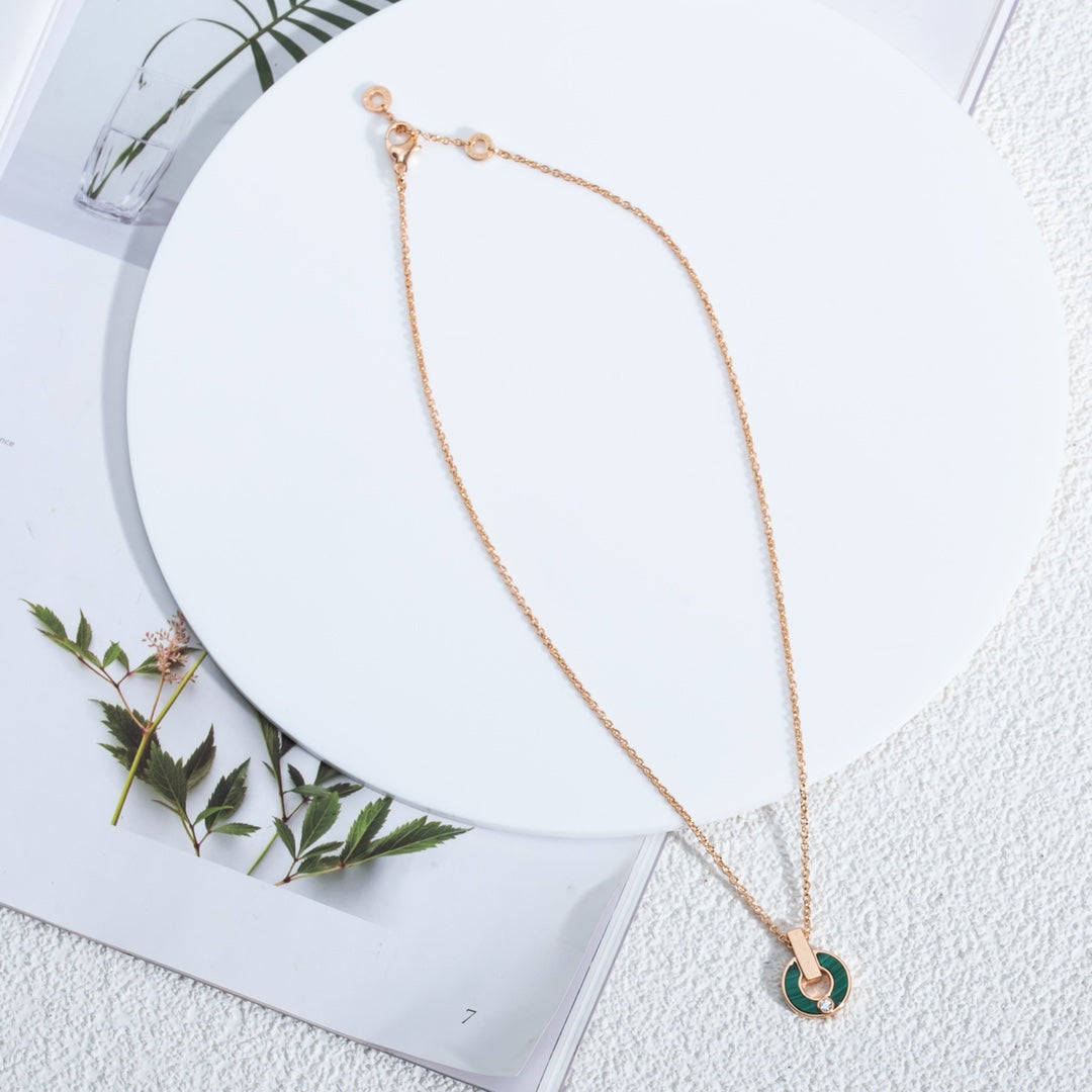 [⭐Hevara Jewelry]GARI NECKLACE PINK GOLD MALACHITE