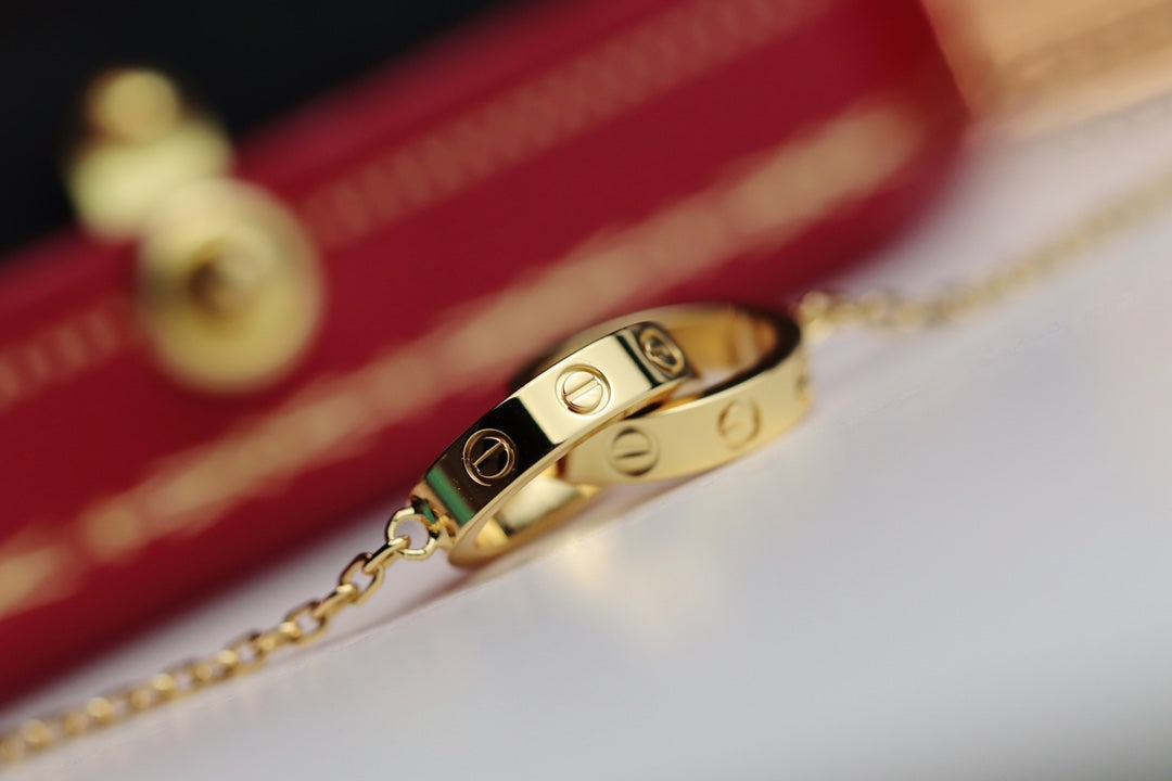 [⭐Hevara Jewelry]LOVE NECKLACE DOUBLE RING GOLD