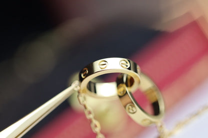 [⭐Hevara Jewelry]LOVE NECKLACE DOUBLE RING GOLD
