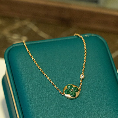 [⭐Hevara Jewelry]SUN MALACHITE 1 DIAMOND PINK GOLD BRACELET