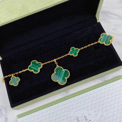 [⭐Hevara Jewelry]MAGIC CLOVER MALACHITE GOLD BRACELET 5 MOTIFS