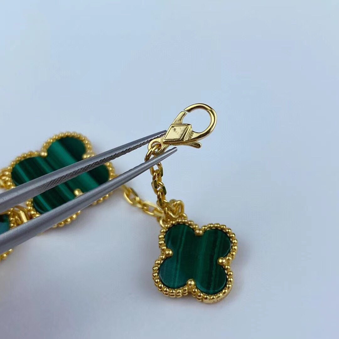 [⭐Hevara Jewelry]MAGIC CLOVER MALACHITE GOLD BRACELET 5 MOTIFS