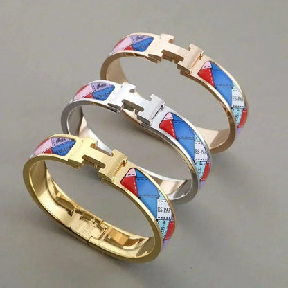 [⭐Hevara Jewelry]H BRACELET DOTTED BORDER 12MM