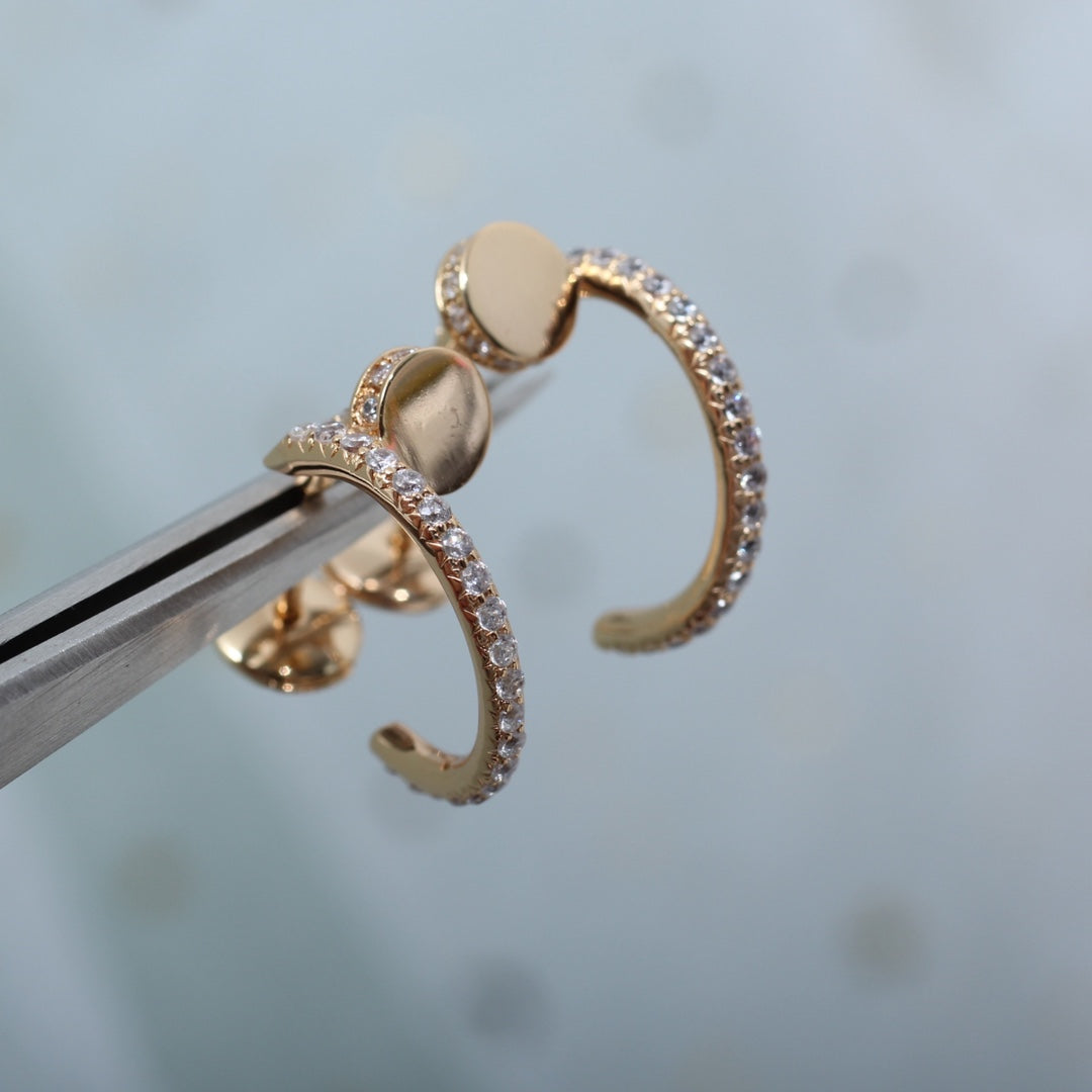 [⭐Hevara Jewelry]JUSTE EARRINGS 12.75MM PINK GOLD DIAMOND