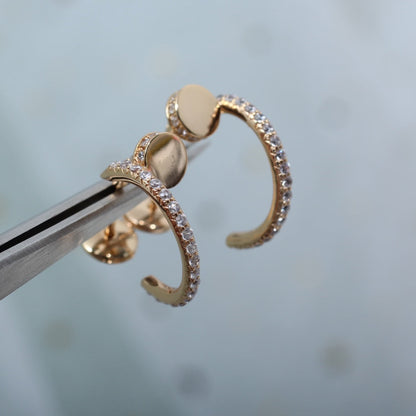 [⭐Hevara Jewelry]JUSTE EARRINGS 12.75MM PINK GOLD DIAMOND
