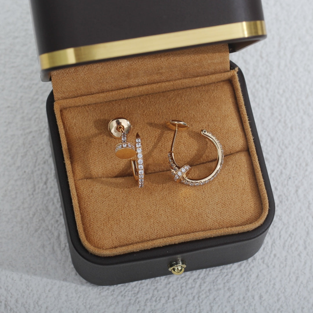 [⭐Hevara Jewelry]JUSTE EARRINGS 12.75MM PINK GOLD DIAMOND