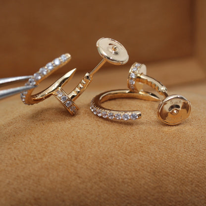 [⭐Hevara Jewelry]JUSTE EARRINGS 12.75MM PINK GOLD DIAMOND